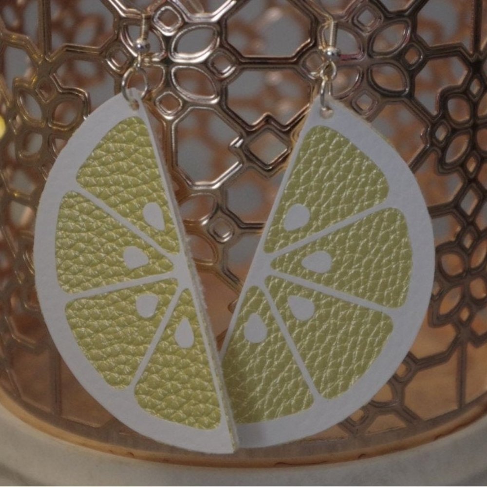 Metallic Lemon Wedge Earrings
